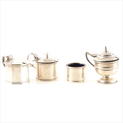 Lot 199 - Victorian silver mustard pot, Josiah Williams & Co, London 1897, plus others.