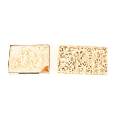 Lot 240 - A Cantonese carved ivory card case, plus another damaged.