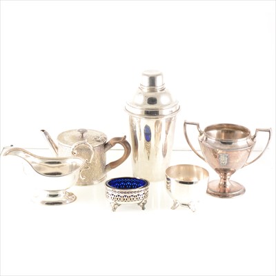 Lot 258 - A quantity of silver-plated ware, including a Dunhill cocktail shaker