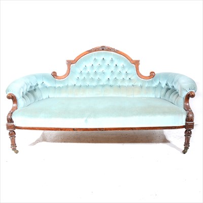 Lot 365 - A Victorian walnut sofa