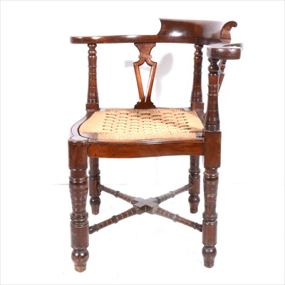 Lot 339 - A Victorian walnut corner chair