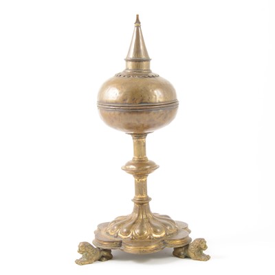Lot 318 - A Gothic style gilt brass ciborium, South German, in part late 15th century