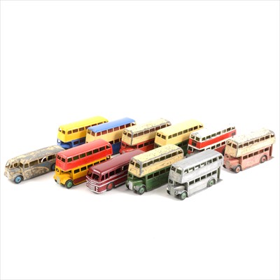 Lot 115 - A collection of Dinky diecast model 290 double decker buses and coaches.