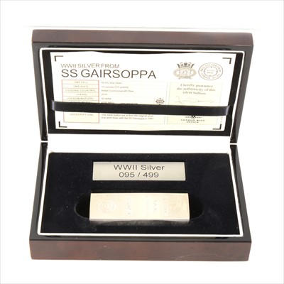 Lot 178 - SS Gairsoppa WWII commemorative silver 10oz  50 dollar ingot, cased, limited edition 095/499