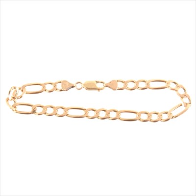 Lot 228 - A 9 carat yellow gold figaro link chain bracelet.