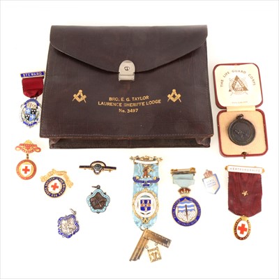 Lot 240 - A collection of silver and base metal masonic medals, London Academy of Music medals