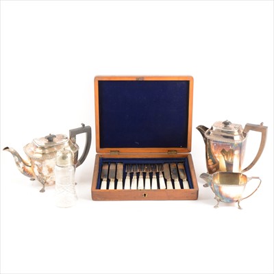 Lot 121 - A box of silver-plated wares and flatware
