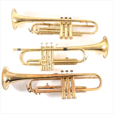 Lot 147 - Two Corton trumpets, and a Melody Maker trumpet, all cased