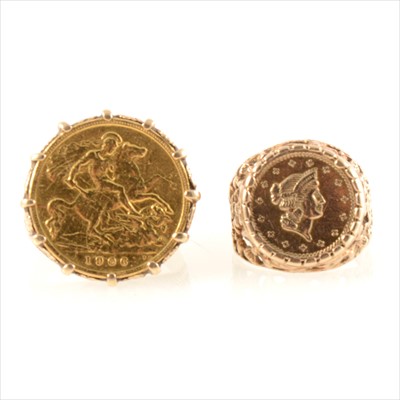 Lot 210 - Two gold coin rings.