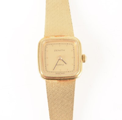 Lot 156 - Zenith - a lady's yellow metal quartz bracelet watch.