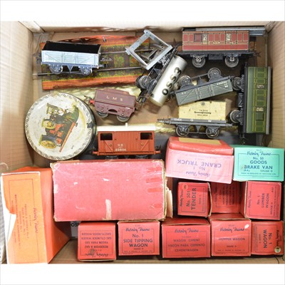 Lot 41 - A collection of O gauge model railways; mostly Hornby, including no.501 locomotive boxed, another, wagons and track.