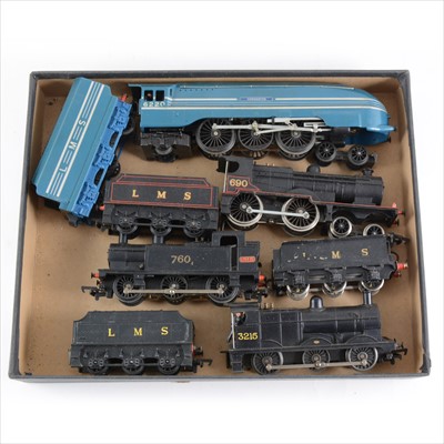 Lot 72 - Four OO gauge model locomotives, Tri-ang R864 'Coronation' LMS and others, all loose.