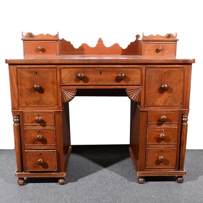 Lot 574 - A Victorian mahogany kneehole desk/ dressing table