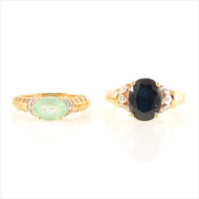Lot 198 - Two gemset dress rings, to include sapphire and tourmaline.