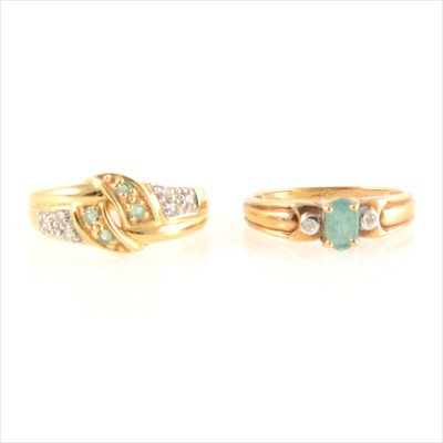 Lot 203 - Two gemset dress rings, to include emerald and tourmaline.