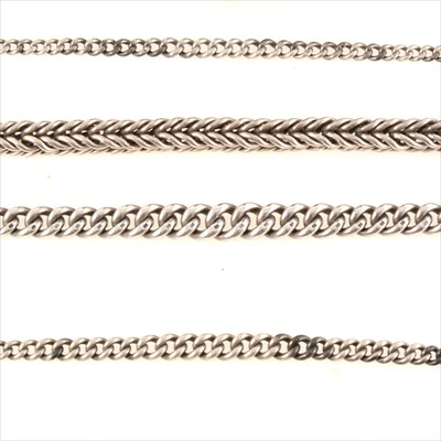 Lot 242 - A collection of silver albert watch chains.