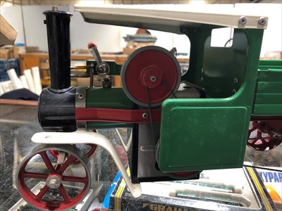Lot 21 - Mamod live steam; SW1 steam wagon engine, green body, boxed with burner.