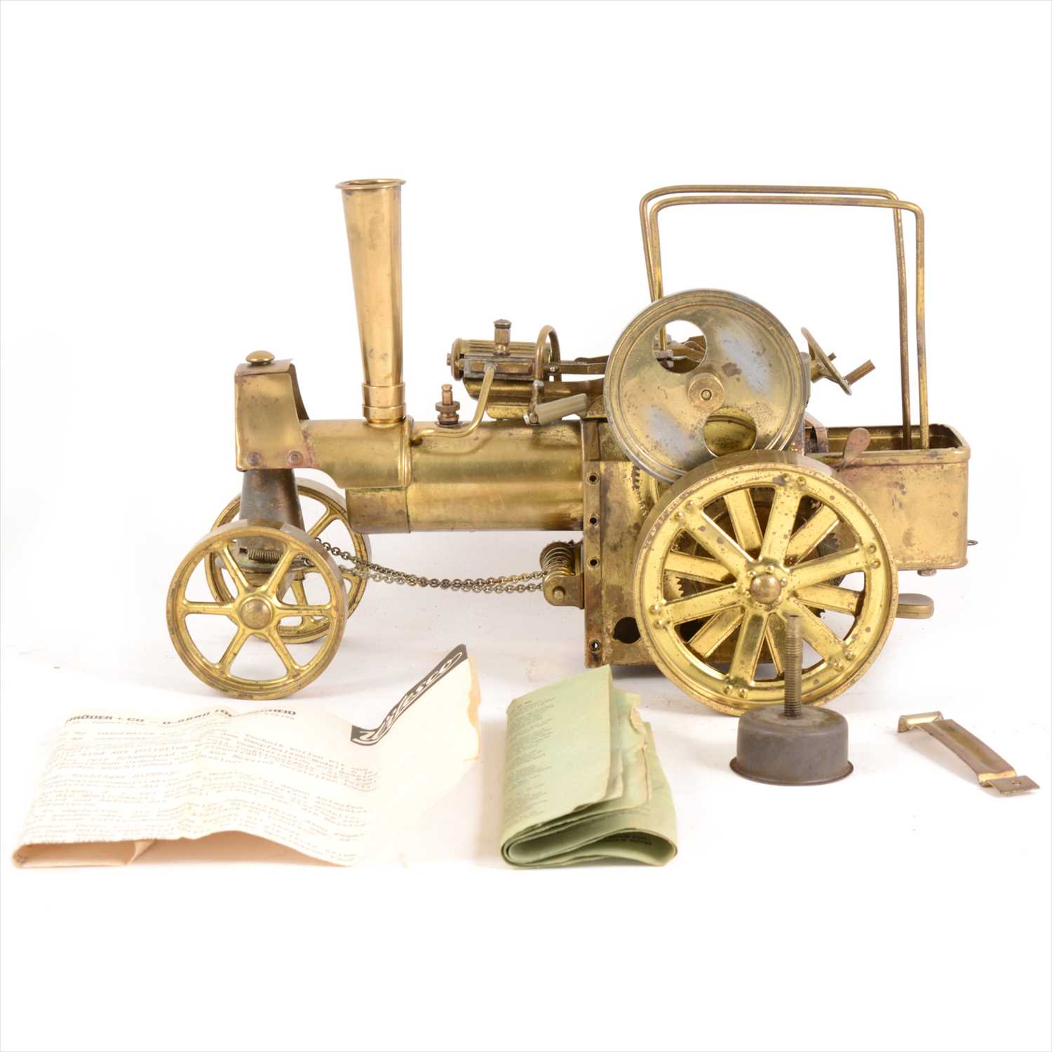 Lot 34 - Wilesco live steam; D40 'Old Smokey' traction engine, in gold, with funnel and instructions (no canopy).