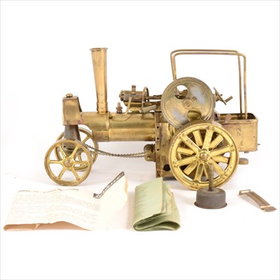 Lot 34 - Wilesco live steam; D40 'Old Smokey' traction engine, in gold, with funnel and instructions (no canopy).