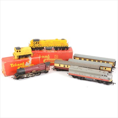 Lot 81 - OO gauge model railways; a collection of mostly Tri-ang, including 'Princess Elizabeth', R353 Yard Switcher, etc