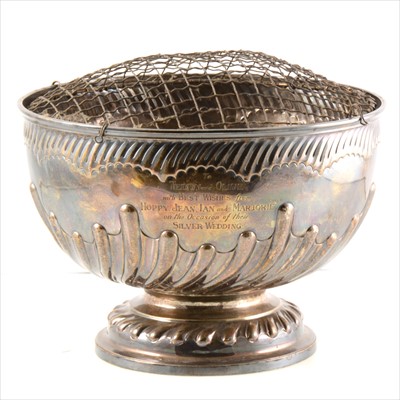 Lot 279 - A silver half fluted rose bowl by Charles Stuart Harris, London 1894