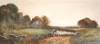 Lot 306 - Fred Hines, Rural landscape with sheep, and...