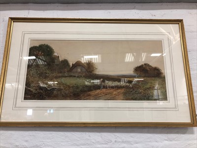 Lot 306 - Fred Hines, Rural landscape with sheep, and...