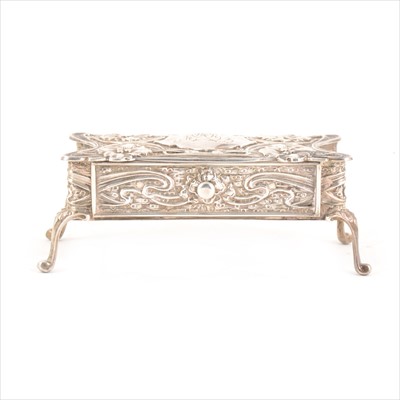 Lot 237 - An Art Nouveau silver trinket box with drawer, M Bros, Birmingham 1903