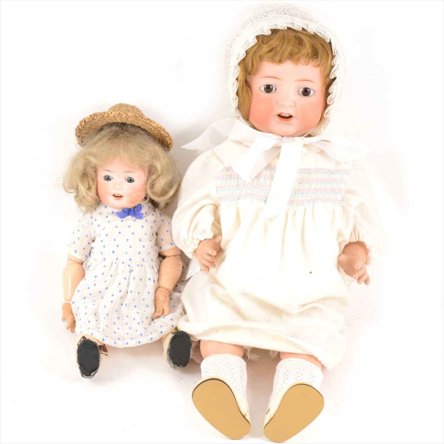 Lot 379 - Two Heubach & Koppelsdorf bisque head dolls.