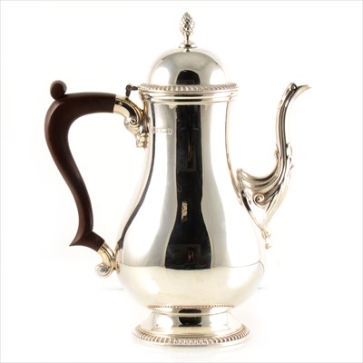 Lot 283 - A silver Queen Anne style coffee pot by Barker Ellis Silver Co.