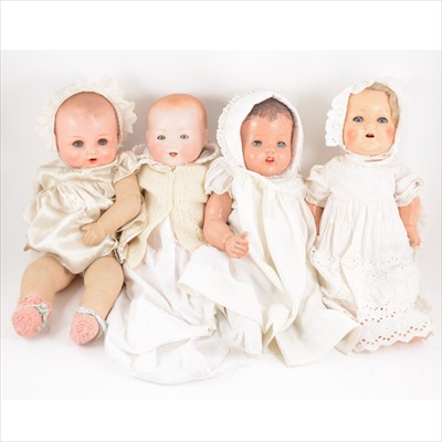 Lot 205 - Four baby dolls including Armand Marseille Germany bisque head baby doll and three composition head dolls.