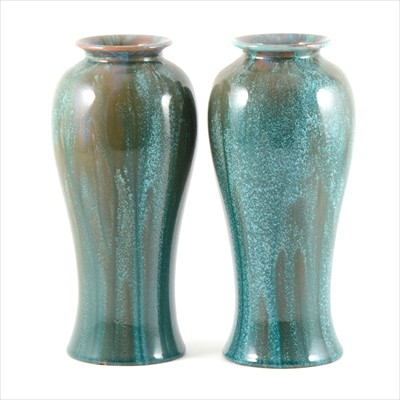 Lot 11 - A pair of Pilkington's Royal Lancastrian baluster shape vases