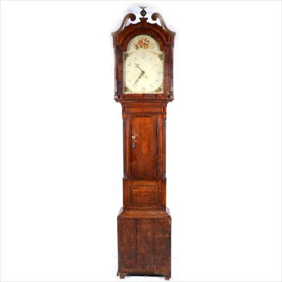 Lot 315 - Georgian oak and mahogany longcase clock, 30 hour movement