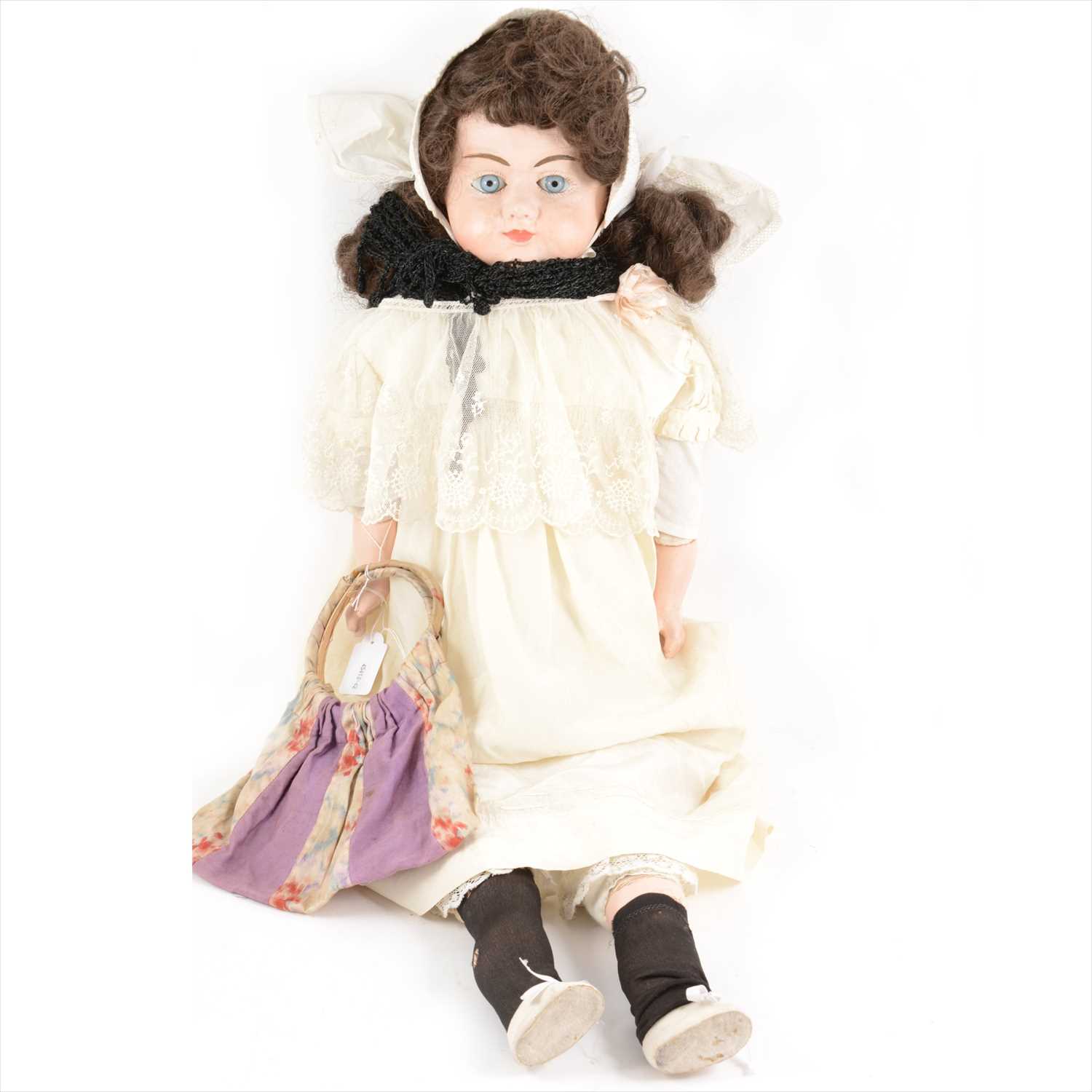 Lot 204 - A large composition head doll, unmarked head, 90cm