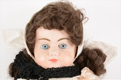 Lot 204 - A large composition head doll, unmarked head, 90cm