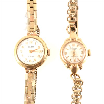 Lot 258 - Rotary - a lady's 9 carat yellow gold bracelet watch and another Accurist with gold plated bracelet