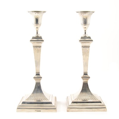 Lot 263 - A pair of Edwardian silver candle sticks, William Hutton & Sons Ltd, Sheffield 1910.
