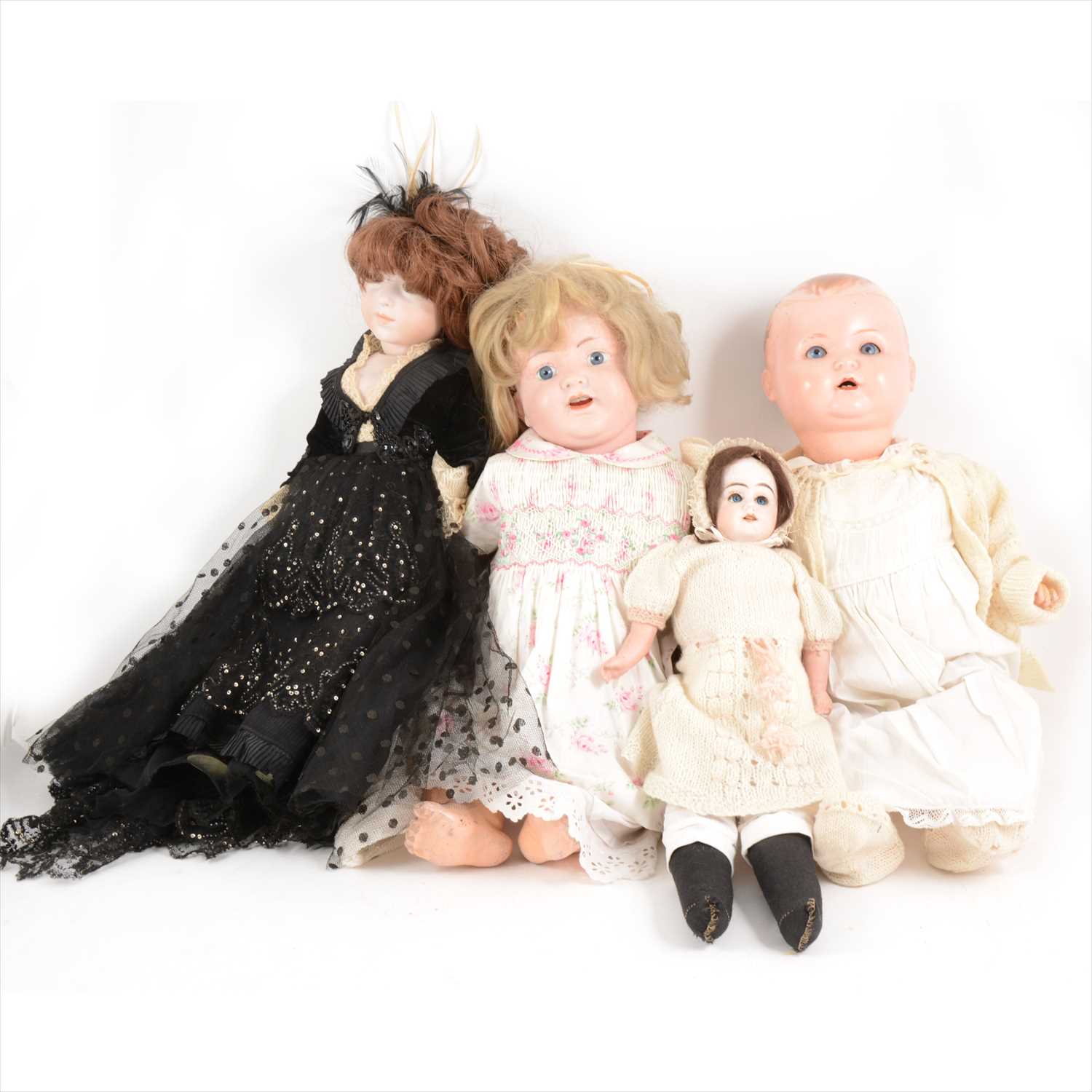 Lot 387 - Two bisque head Krammer & Reinhardt dolls , another bisque head doll and a composition baby doll.