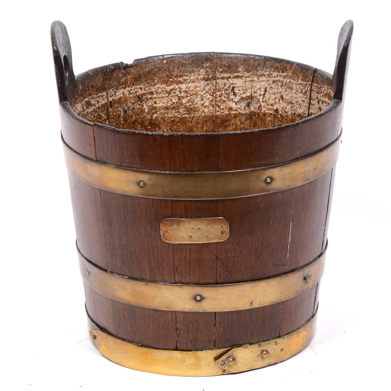 Lot 479 - SS Caronia coopered bucket, 1905