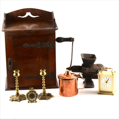 Lot 103 - An Edwardian oak smoker's cabinet, and assorted metalware