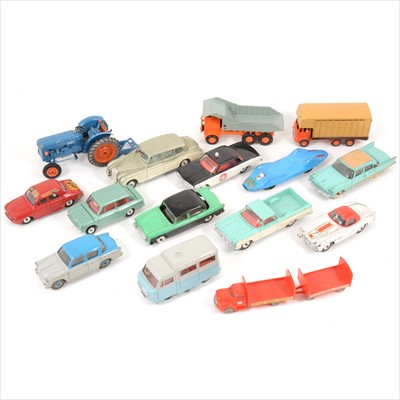 Lot 132 - Die-cast models and vehicles; Fifteen loose die-cast models including Britains Fordson Major tractor, Dinky no.268 Renault Dauphine Mini cab, etc