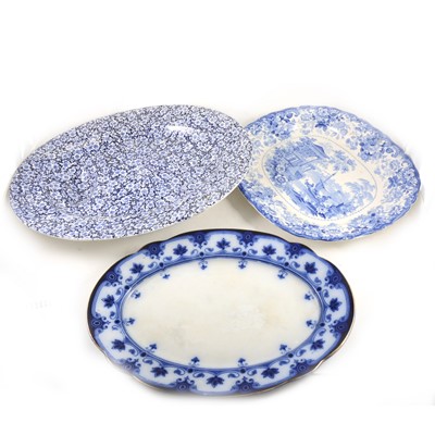 Lot 1024 - Collection of blue and white pottery meat plates.