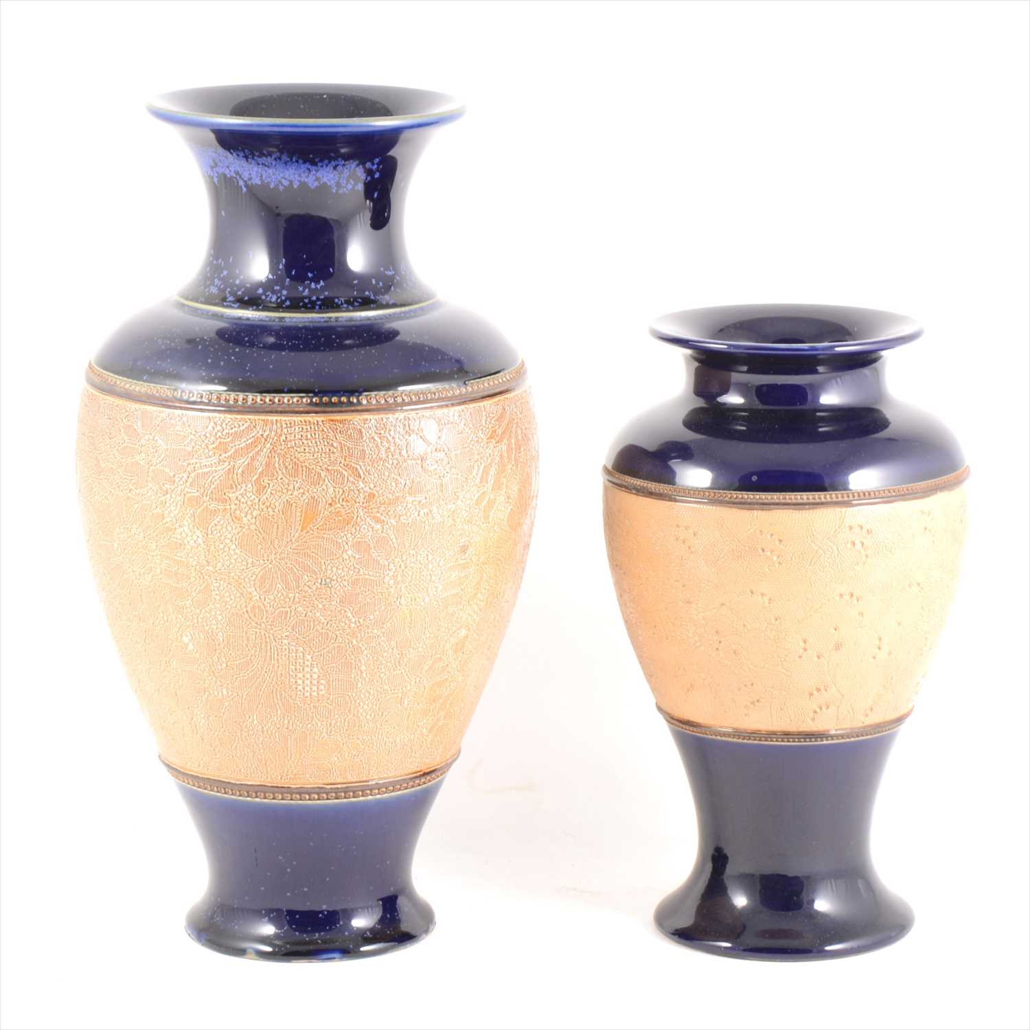 Lot 82 - Two large Doulton Slater's Patent stoneware vases