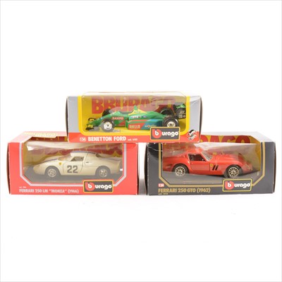 Lot 173 - Burago 1:24 scale die-cast models; twenty seven including Ferrari 250 GTO (1962) and others, all boxed.