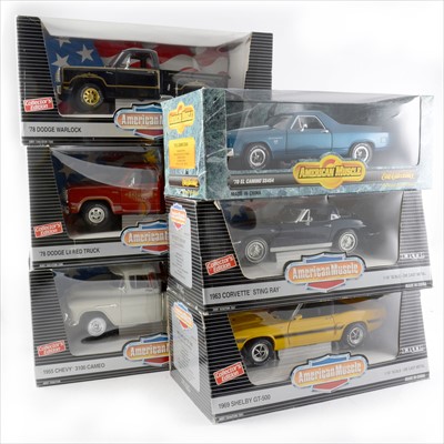 Lot 203 - Ertl 'American Muscle' 1:18 scale models; ten including 1995 Dodge Ram 2500 SLT, 1971 Buick GSX and others, all boxed.
