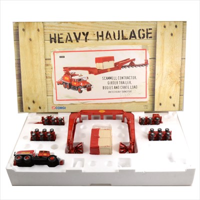 Lot 199 - Corgi 1:50 scale Heavy Haulage die-cast model; CC12307 Scammell Contractor, Girder Trailer, Bogies and Crate Load