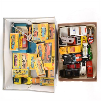 Lot 190 - Matchbox and other die-cast models; two trays including boxed Matchbox Superfast examples