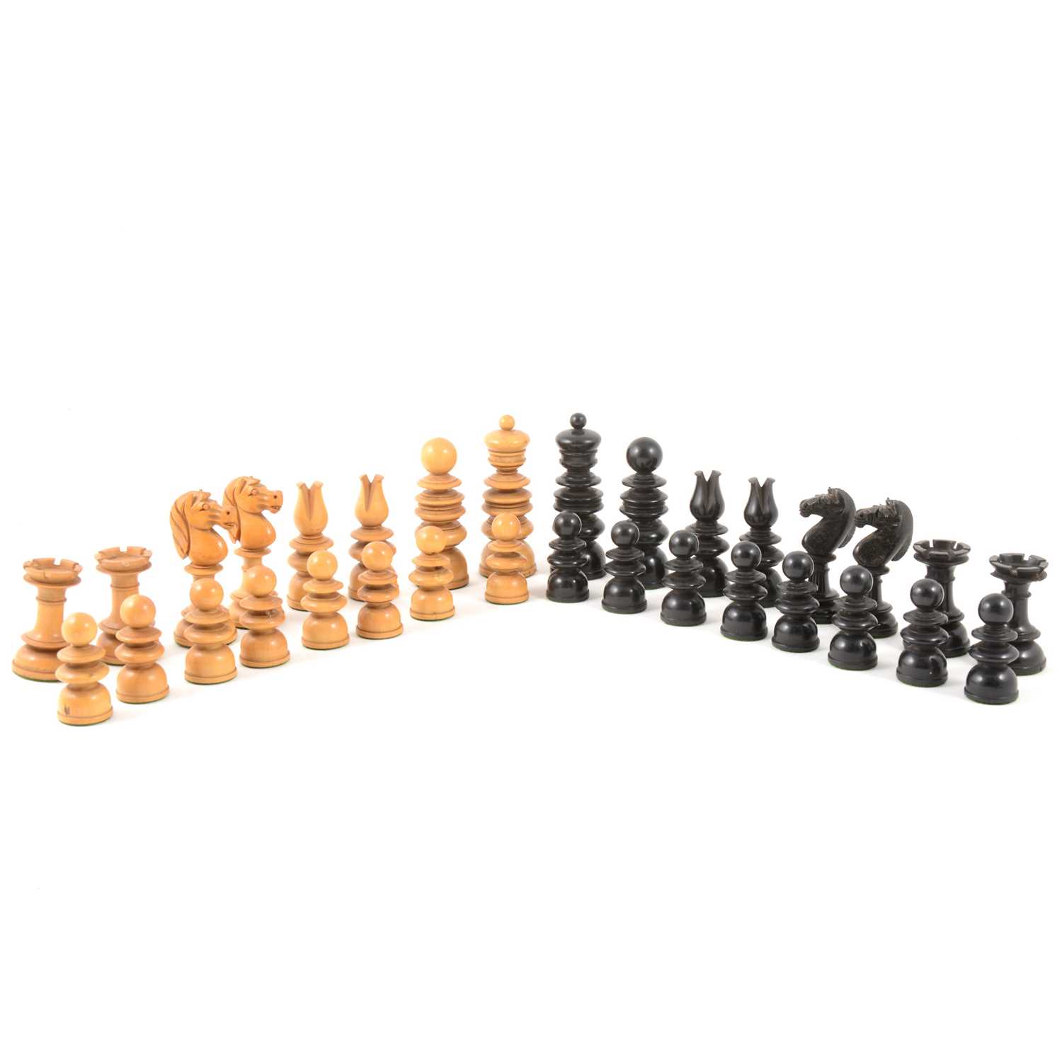 Lot 328 - A St George pattern chess set, in boxwood and ebony, Jaques, London