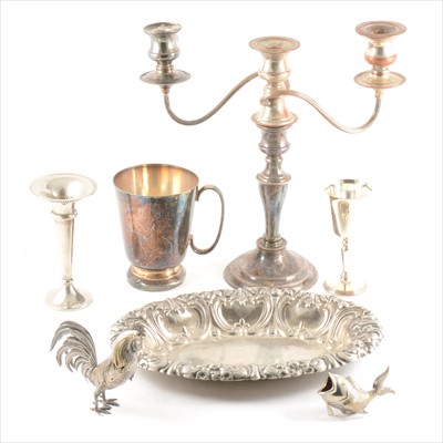 Lot 121 - Miscellaneous plated ware, including a stag, presentation cups, etc