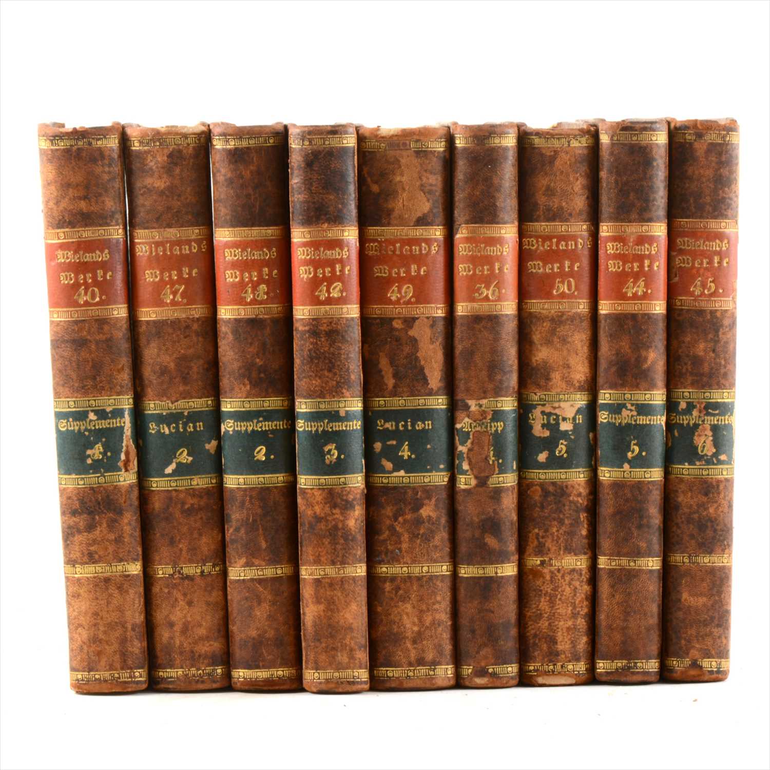 Lot 49 - C M BIELANDS, Fammtliche Berte, published Bien, 1812, 9 vols, half leather bound, numbered 36, 40, 42, 44-50.